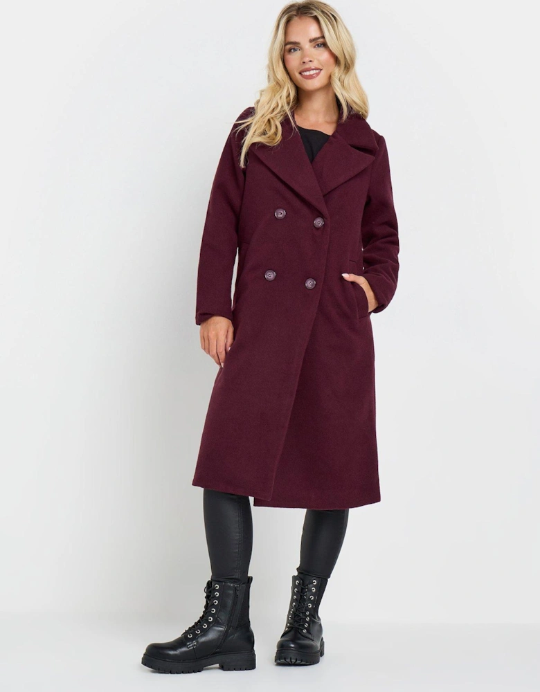 Petite Relaxed Tailored Coat - Red