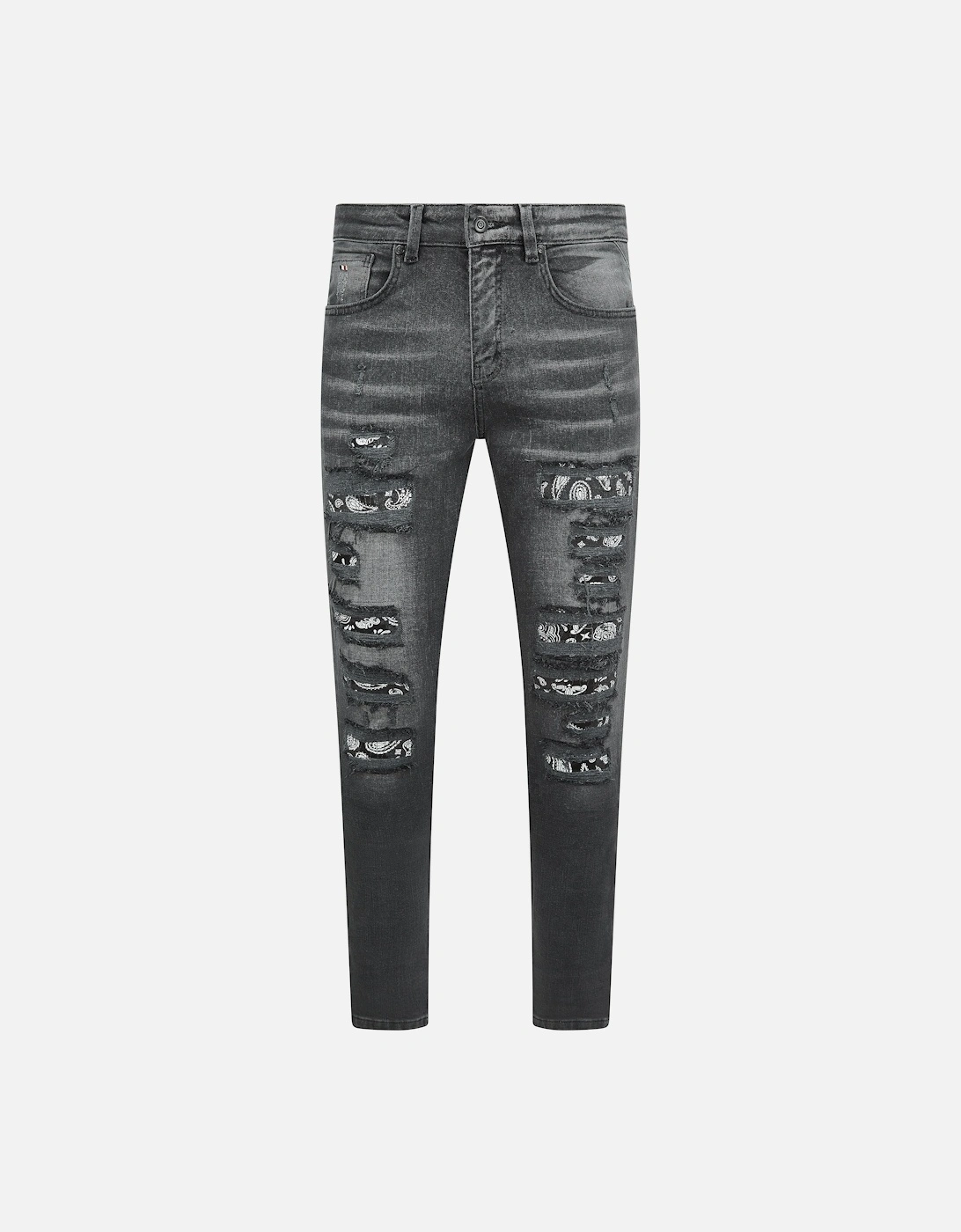 Bordeaux Bandana Distressed Jeans in Black, 8 of 7