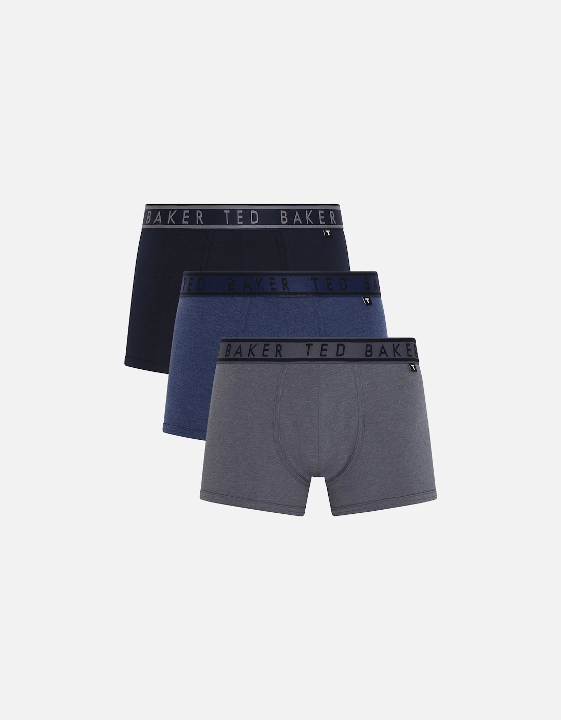 Ted Baker Men's Grey 3-Pack Contrast Waistband Boxer Trunks, Mixed Blues - : 32/34/35 Large