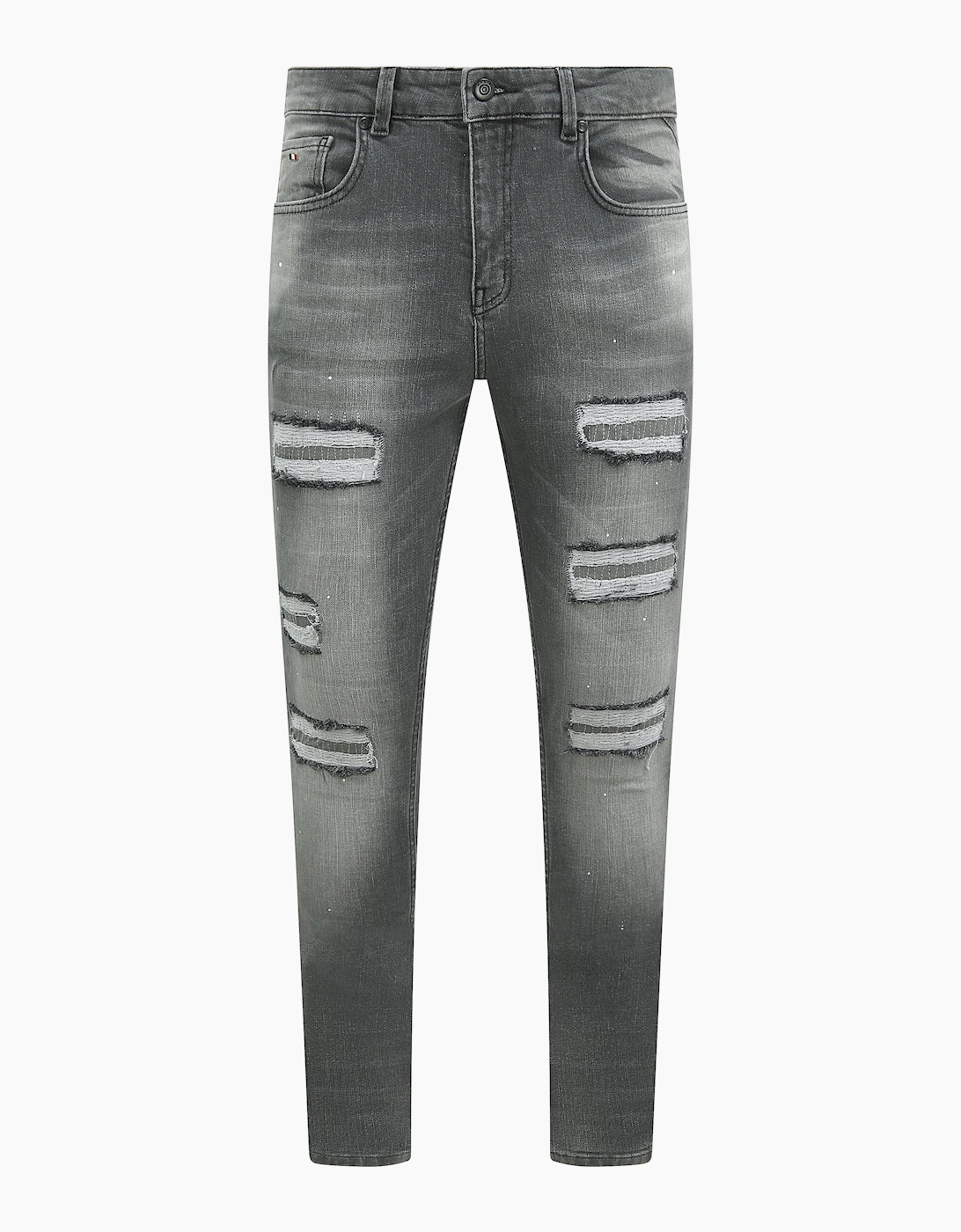 Magiri Men's Grey Douai Ripped Patch Jeans In - Size: 28/32