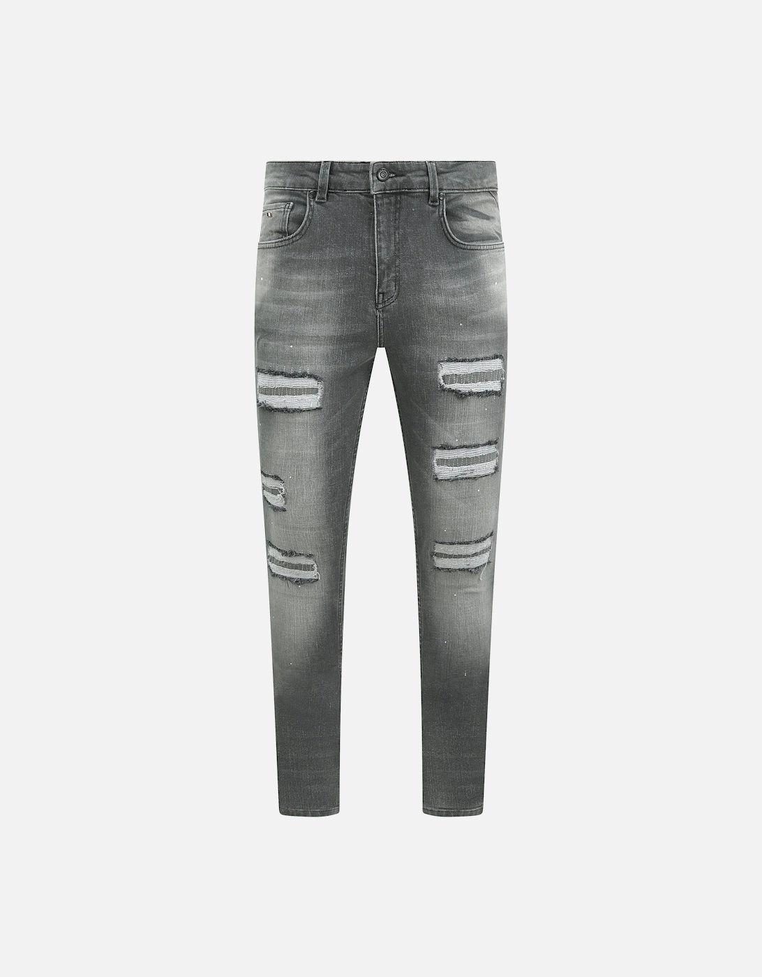 Douai Ripped Patch Jeans in Grey