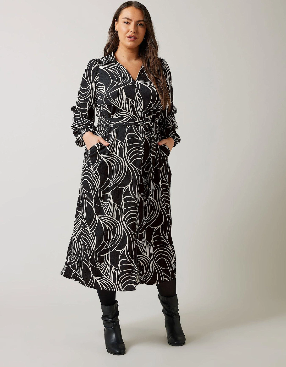 Linear Print Jersey Crepe Dress, 2 of 1