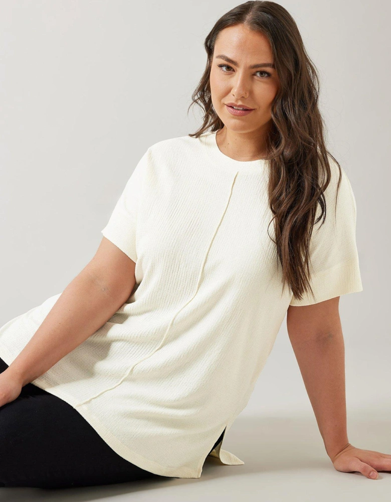 Textured Seam Detail Top - Ivory