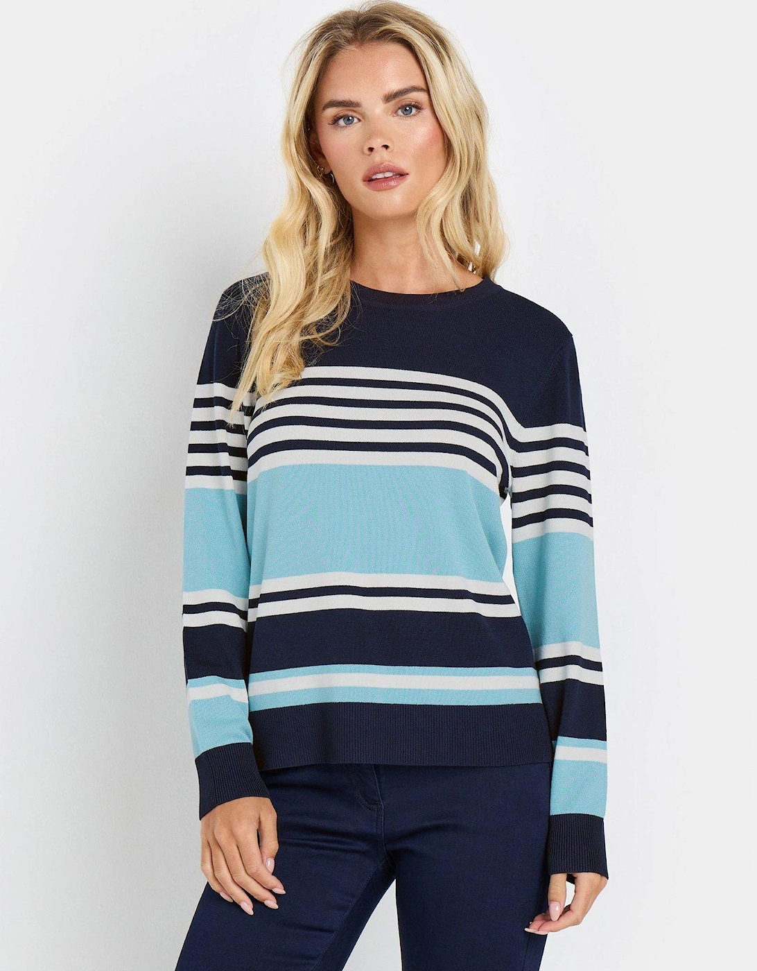 Petite Multi Navy Stripe Jumper, 2 of 1