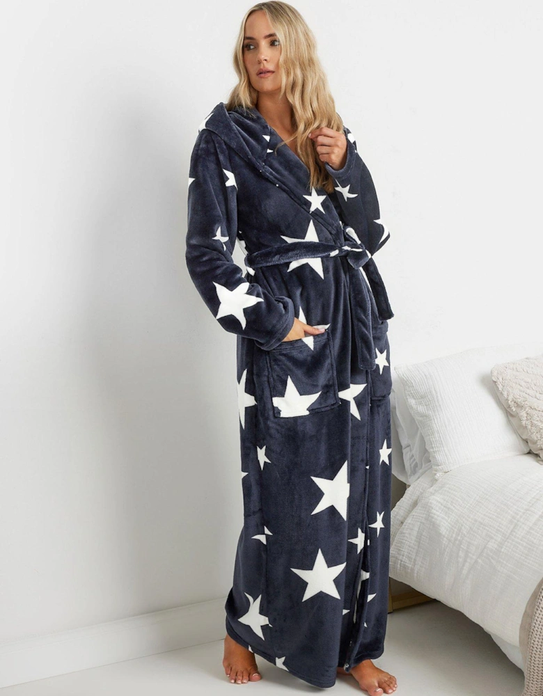 Tall Oversize Star Hooded Maxi Robe - Blue