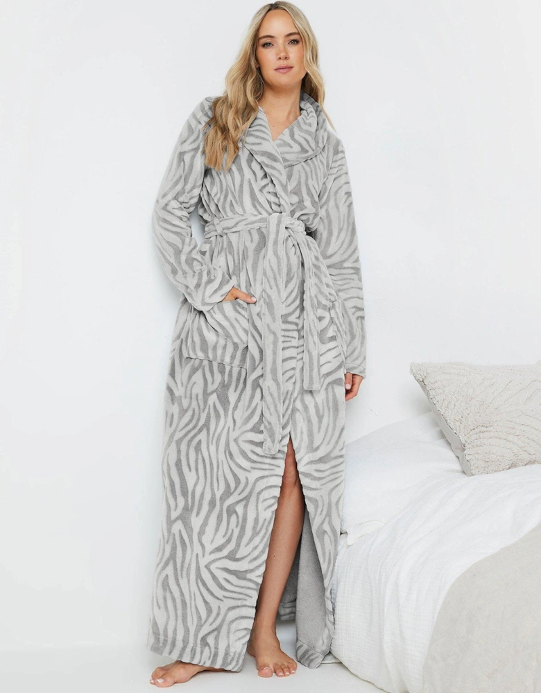 Tall Zebra Clipped Shawl Robe