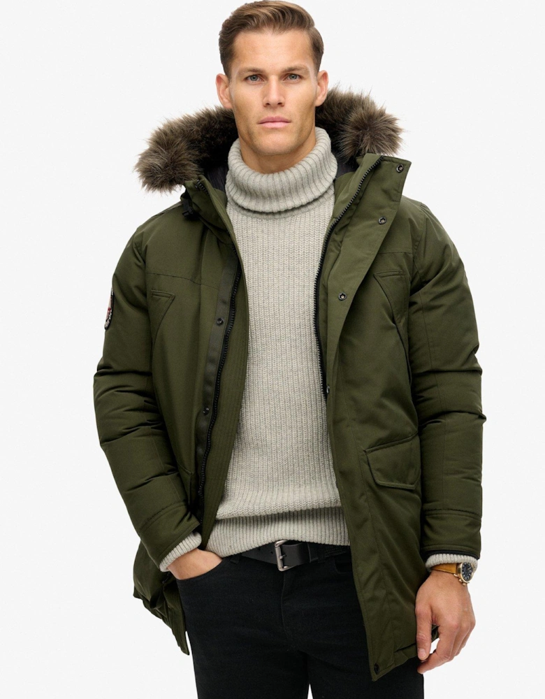 Everest Faux Fur Parka Jacket - Khaki