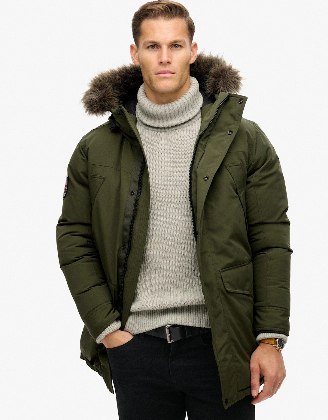 Everest Faux Fur Parka Jacket - Khaki, 6 of 5