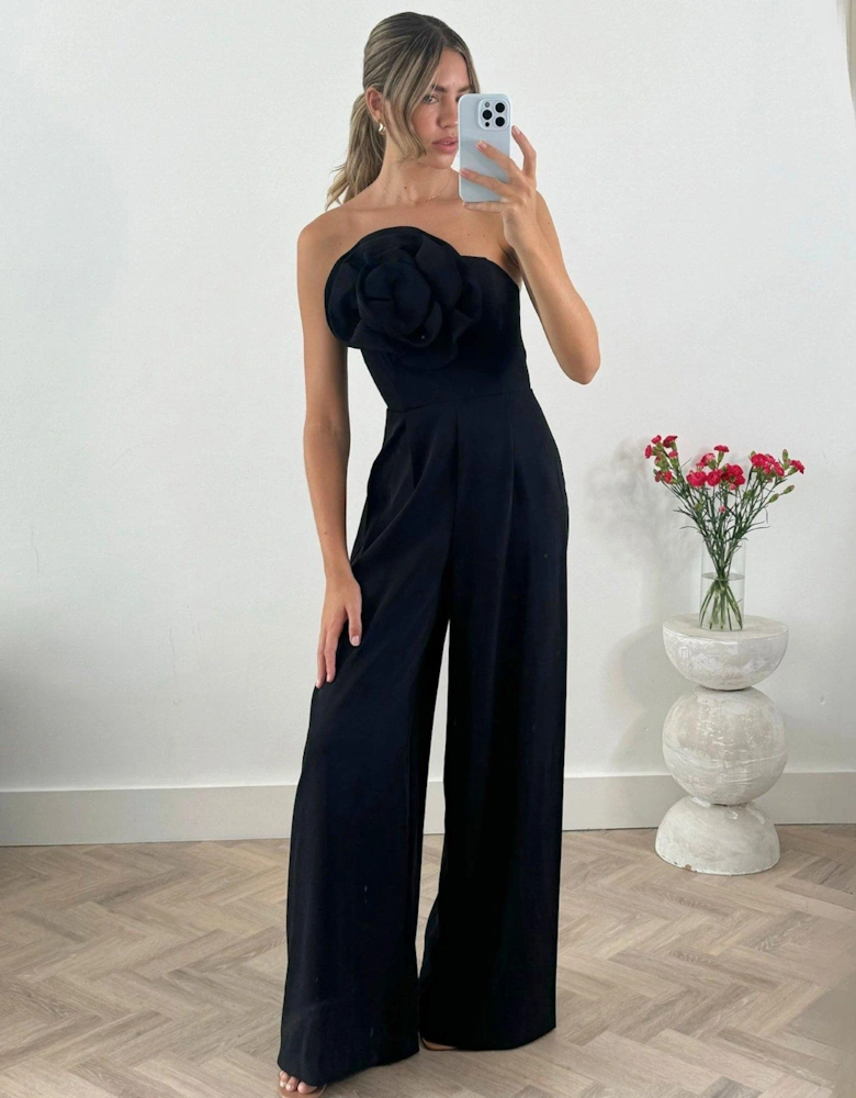 Corsage Detail Jumpsuit - Black