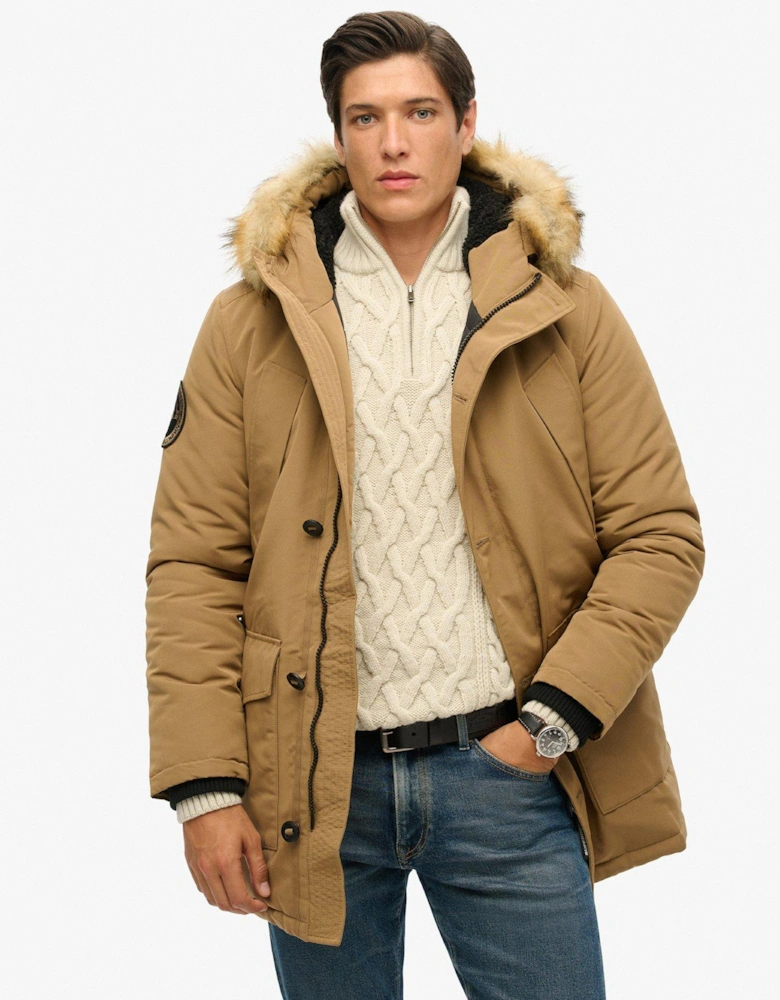 Everest Faux Fur Parka Jacket - Light Beige