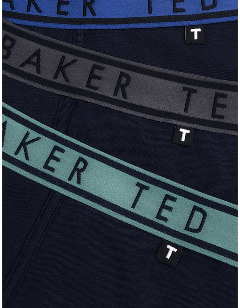 3-Pack Contrast Waistband Boxer Trunks, Navy