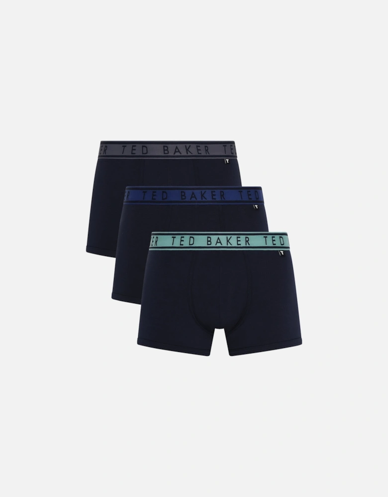 3-Pack Contrast Waistband Boxer Trunks, Navy
