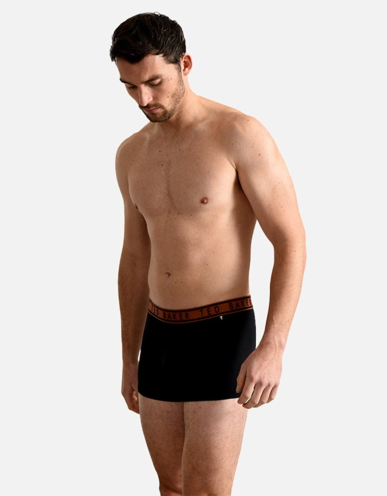 3-Pack Contrast Waistband Boxer Trunks, Black