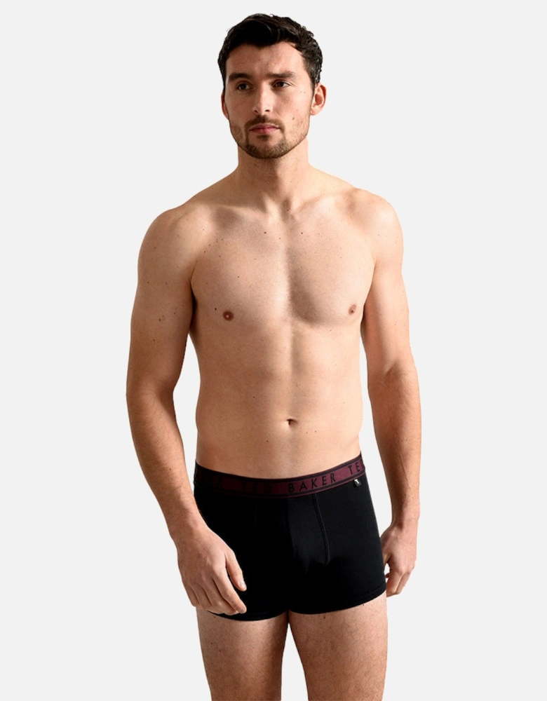 3-Pack Contrast Waistband Boxer Trunks, Black
