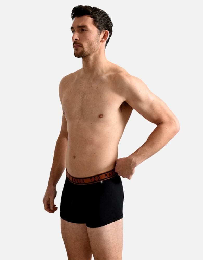 3-Pack Contrast Waistband Boxer Trunks, Black