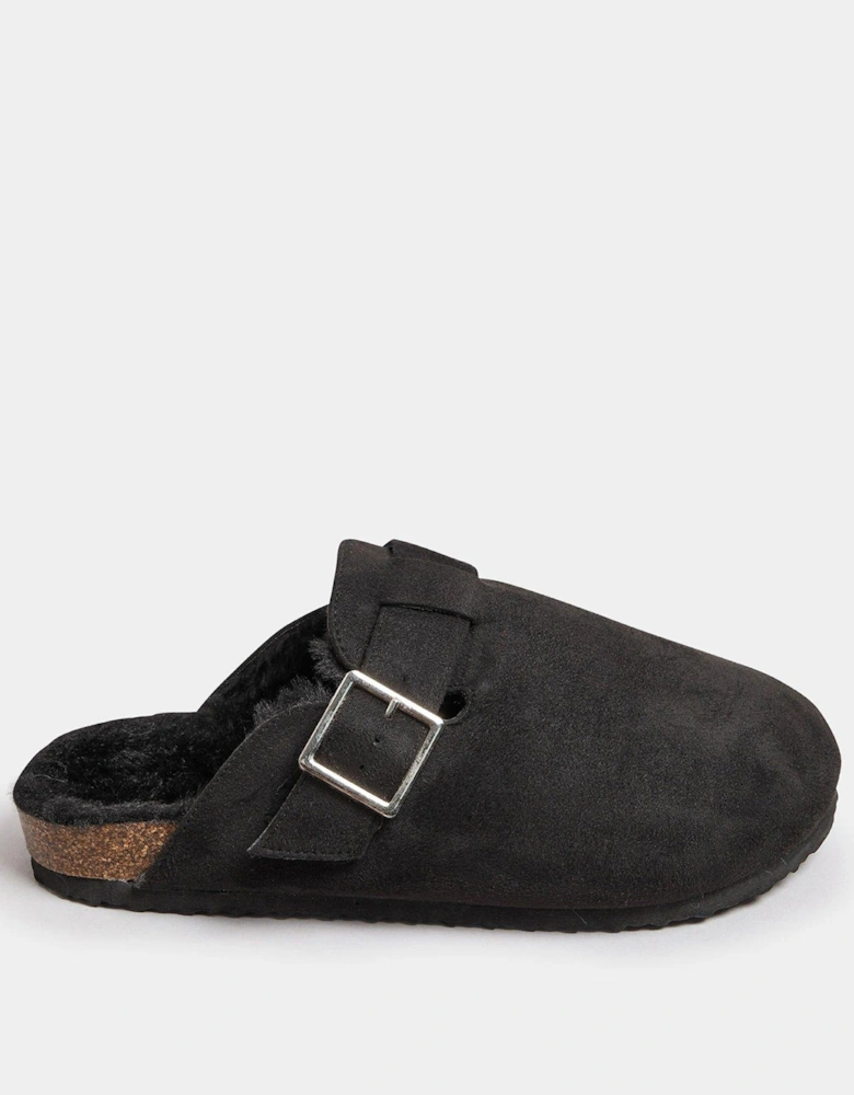 Fur Lined Footbed Clog - Black