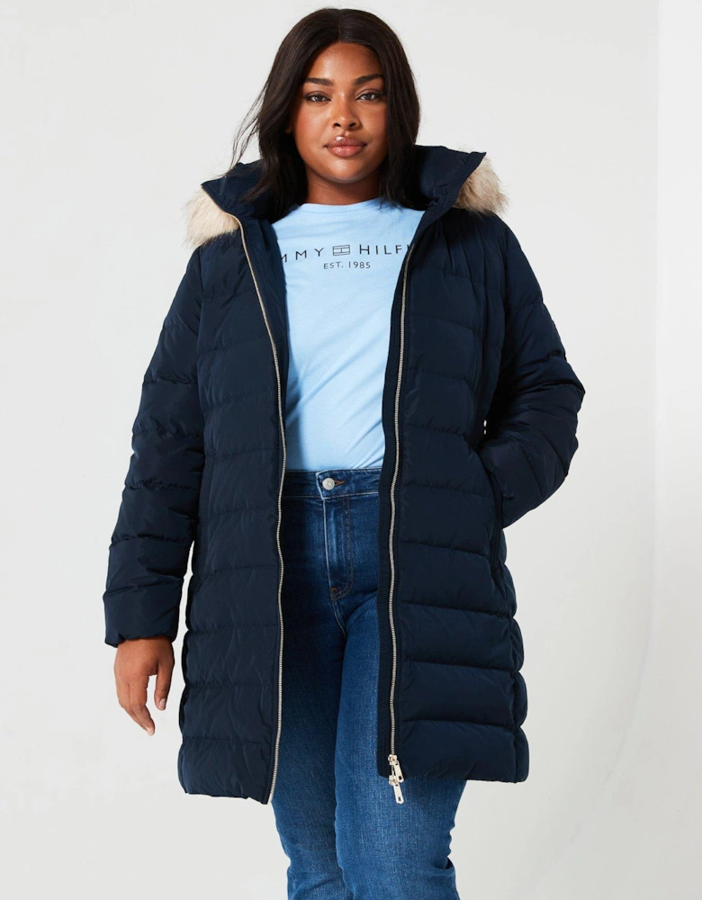 Plus Tyra Heritage Coat With Fur - Navy