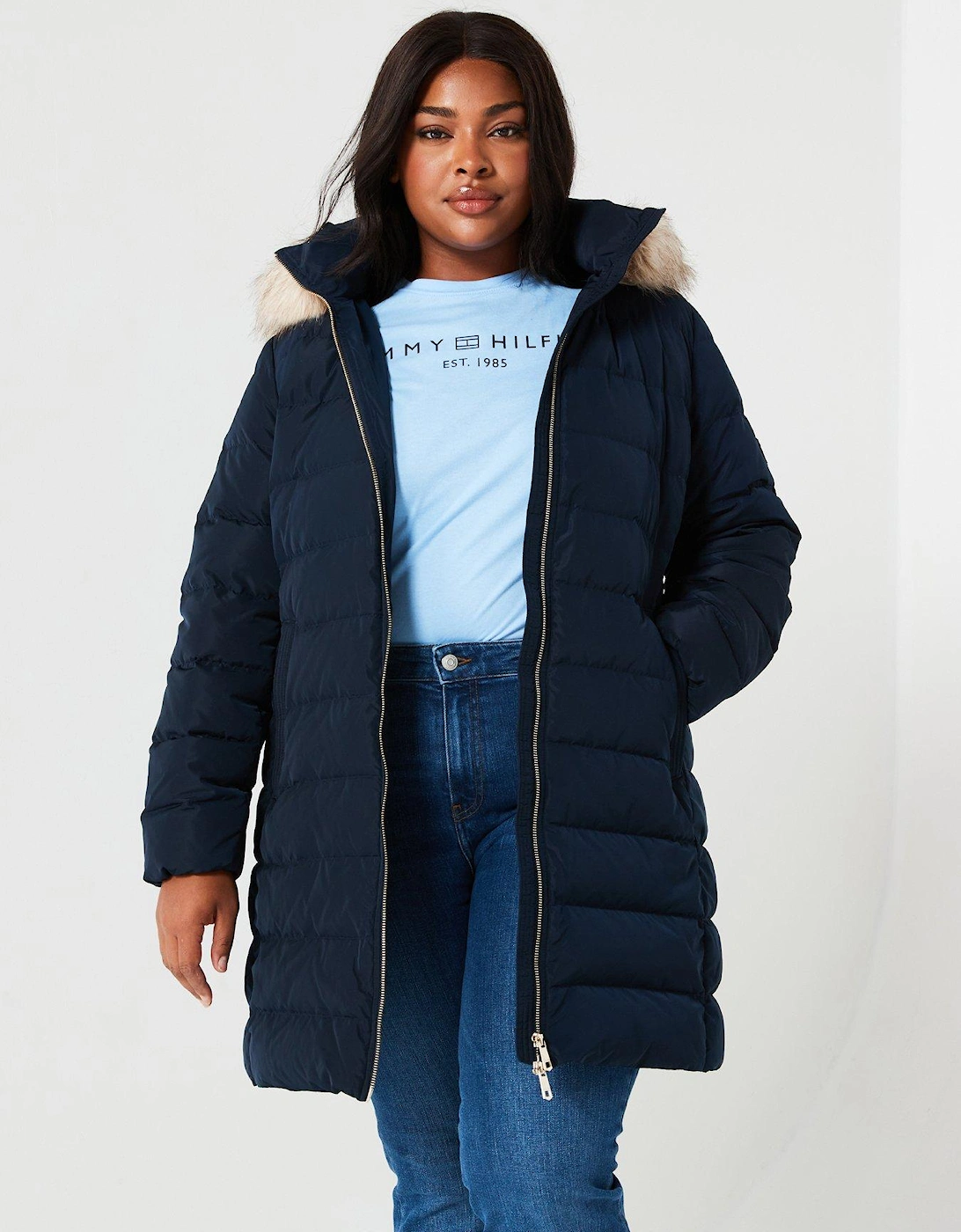 Plus Tyra Heritage Coat With Fur - Navy, 7 of 6