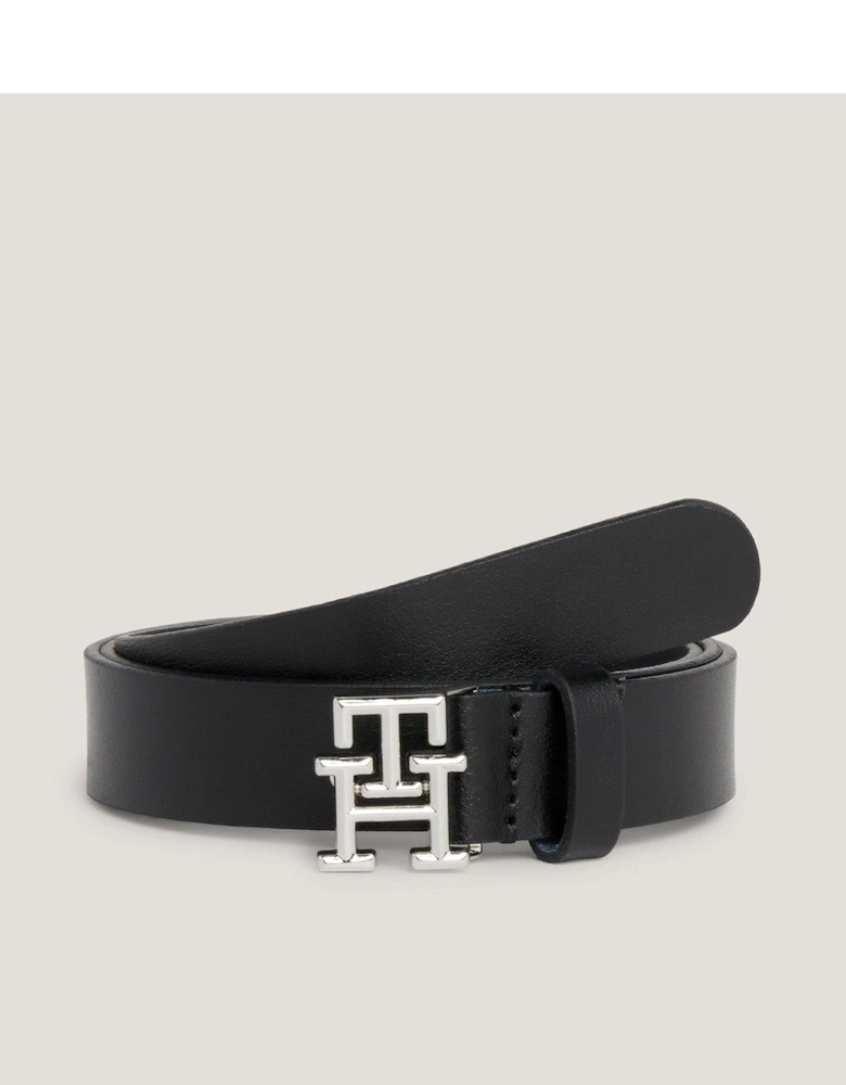 Leather Logo Belt - Black