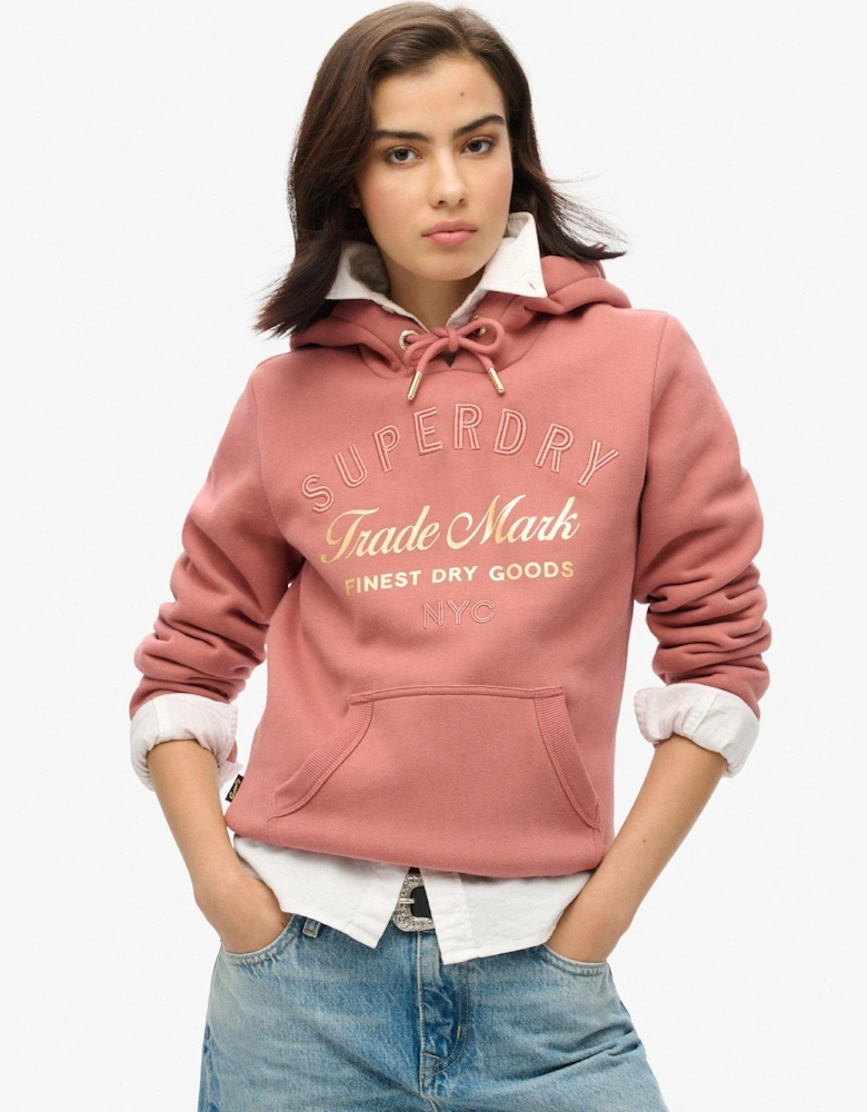 Luxe Metallic Logo Hoodie - Pink