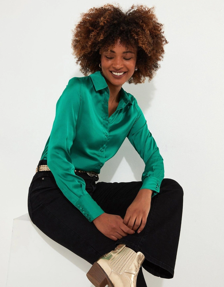 Green Satin Blouse