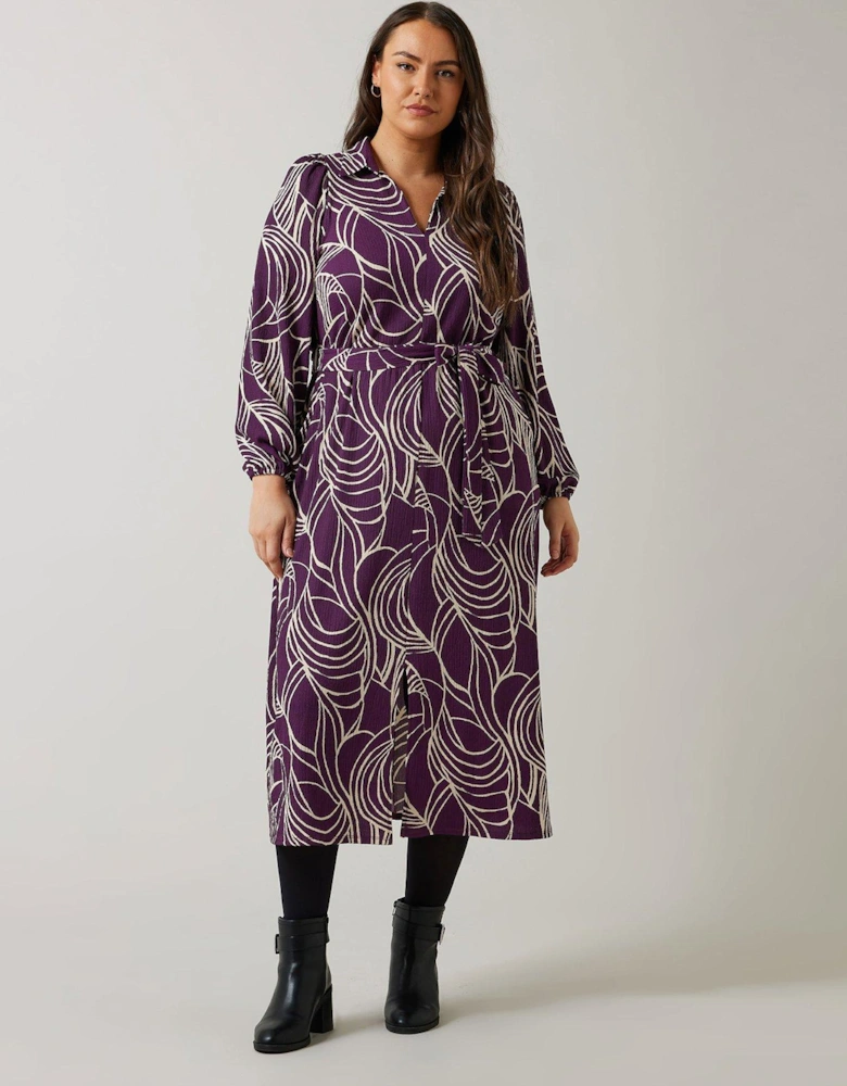 Linear Print Jersey Crepe Dress