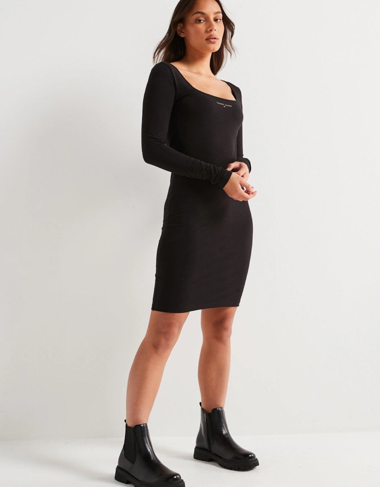 Metallic Logo Mini Dress - Black