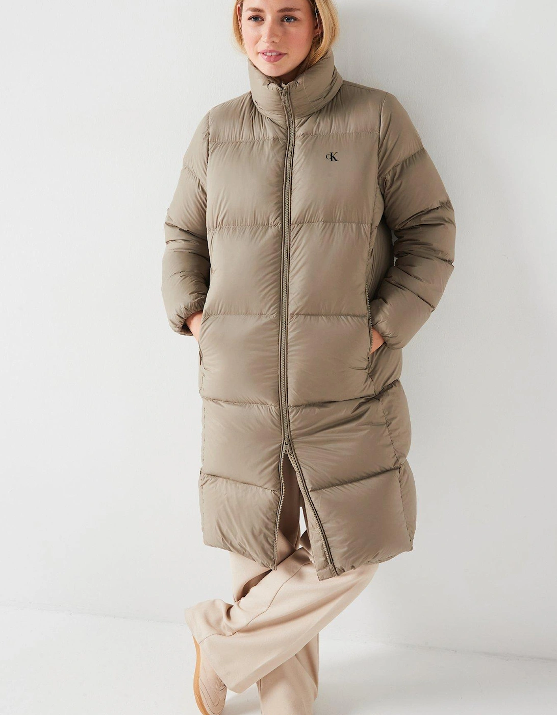 Down Maxi Length Padded Jacket - Beige, 6 of 5