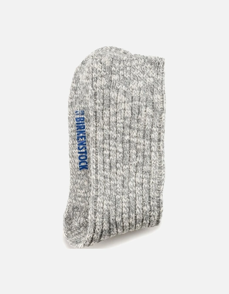 Cotton Slub Boot Socks, Grey/white