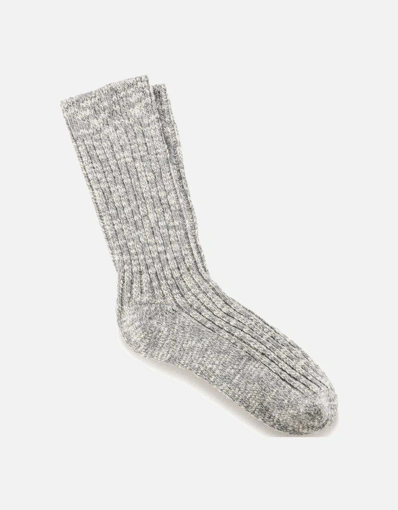 Cotton Slub Boot Socks, Grey/white