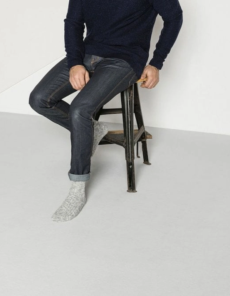 Cotton Slub Boot Socks, Grey/white