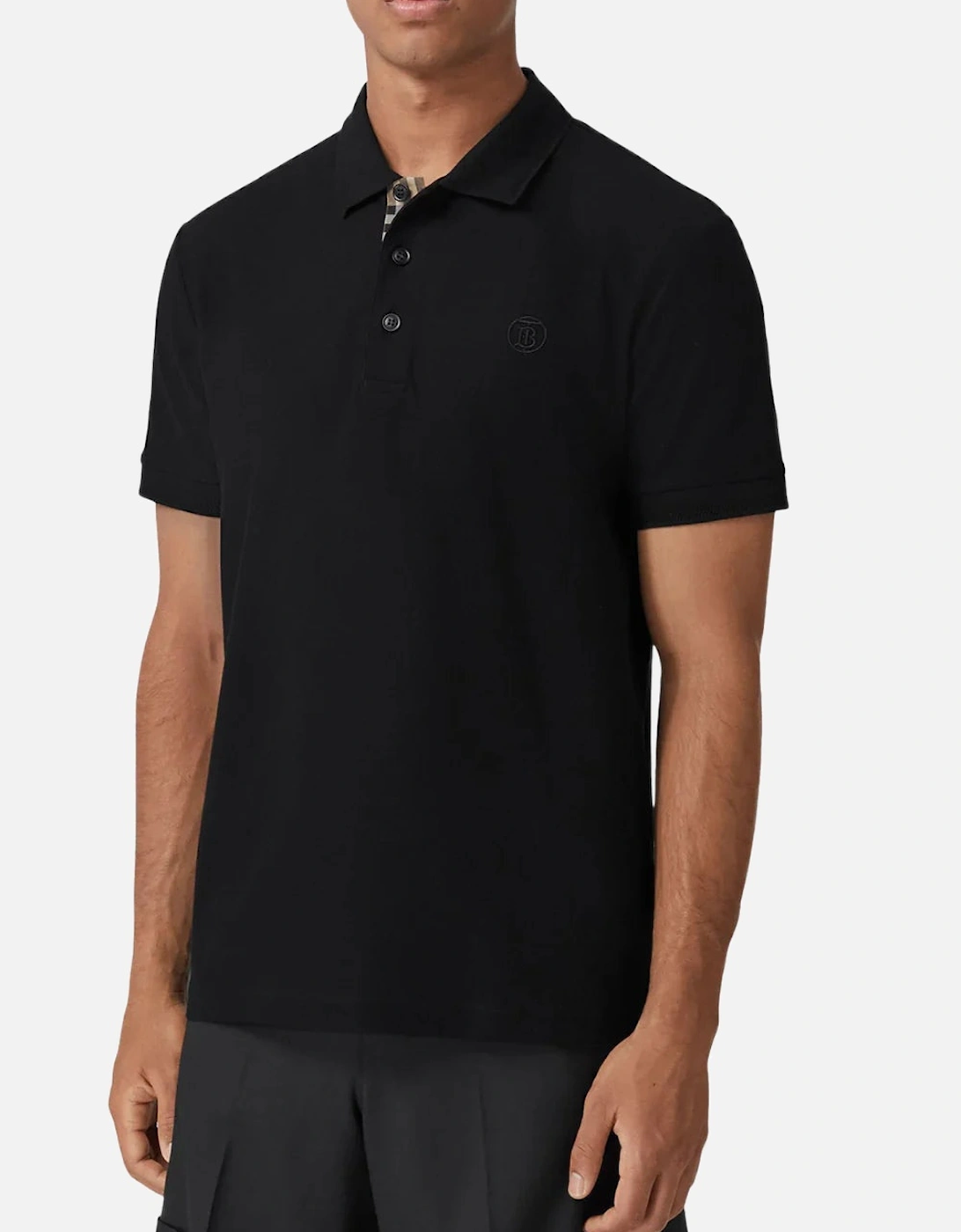 Branded Eddie Circle Logo Polo Shirt in Black