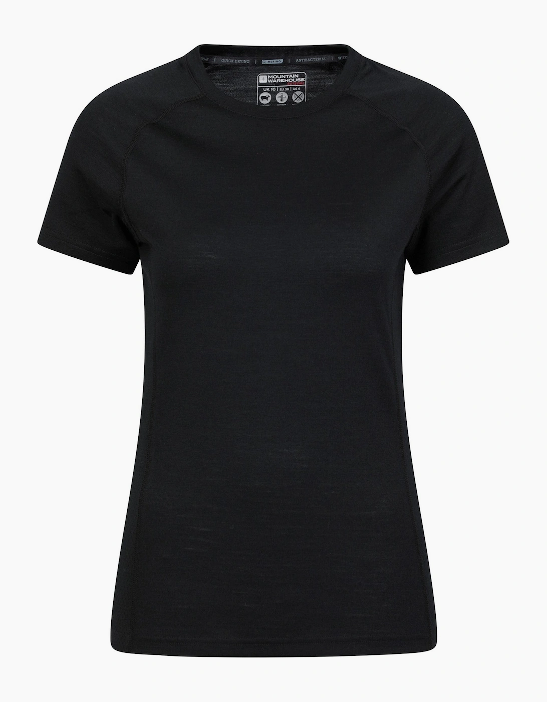 Mountain Warehouse Women's Black / Summit Merino Wool Thermal Top - Size 14