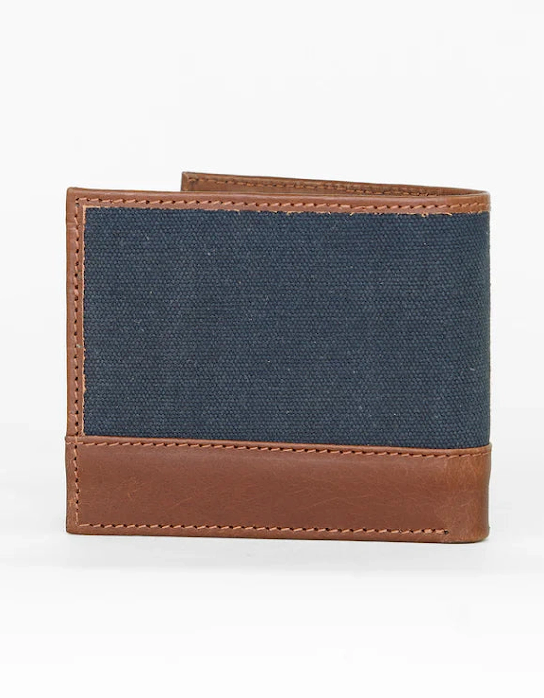 Leather & Waxed Canvas Wallet - Navy