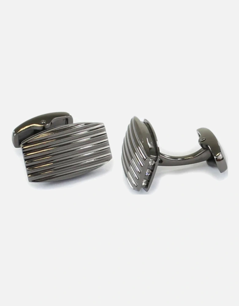 Oval Ridge Cufflinks - Gunmetal