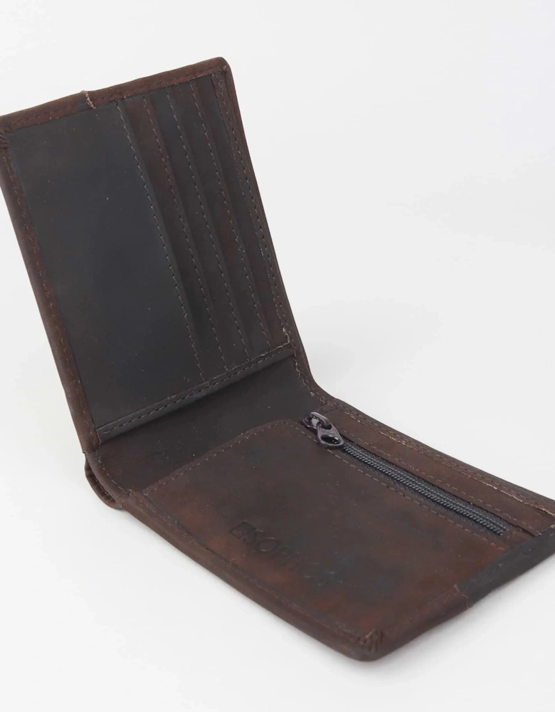 Premium Leather & Harris Tweed Wallet - Brown