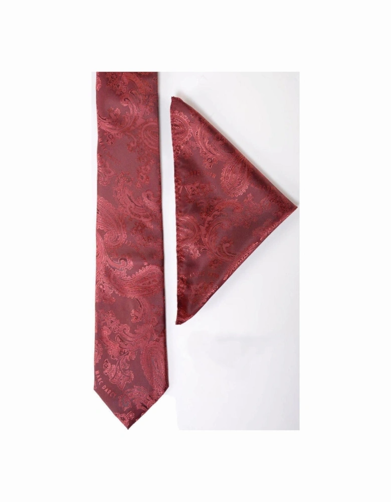 Paisley Tie & Pocket Square Set - Wine