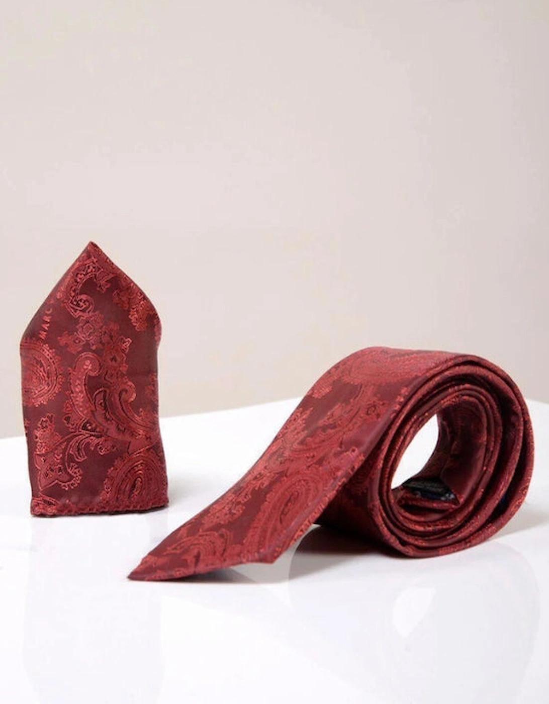 Paisley Tie & Pocket Square Set - Wine, 4 of 3