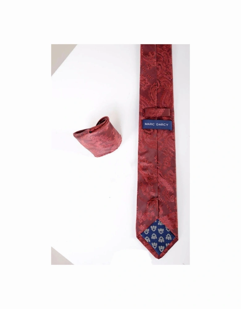 Paisley Tie & Pocket Square Set - Wine
