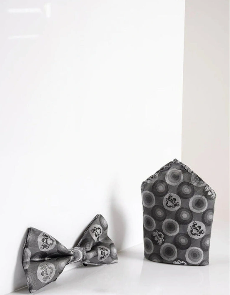 Bubbles Bow Tie & Pocket Square Set - Grey