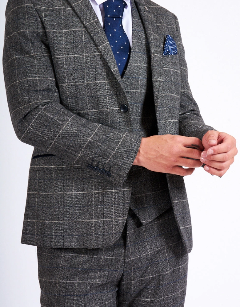 Scott Waistcoat - Grey Tweed Check