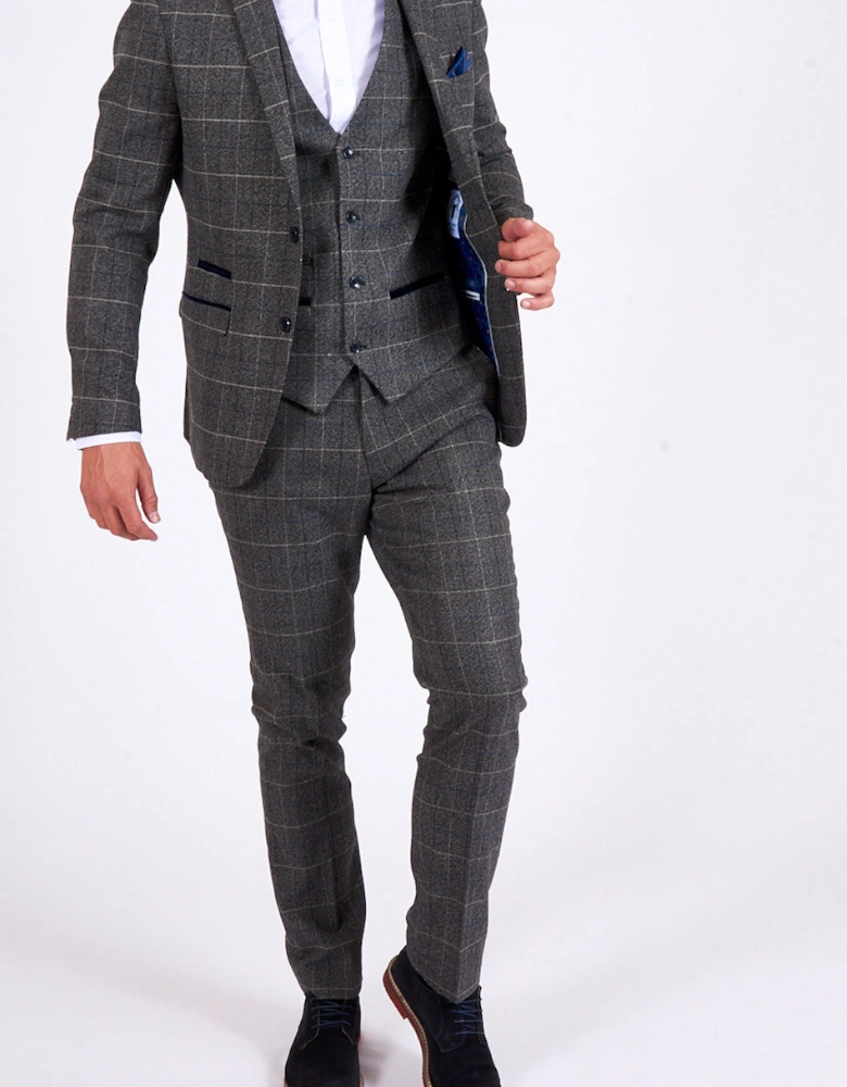 Scott Waistcoat - Grey Tweed Check