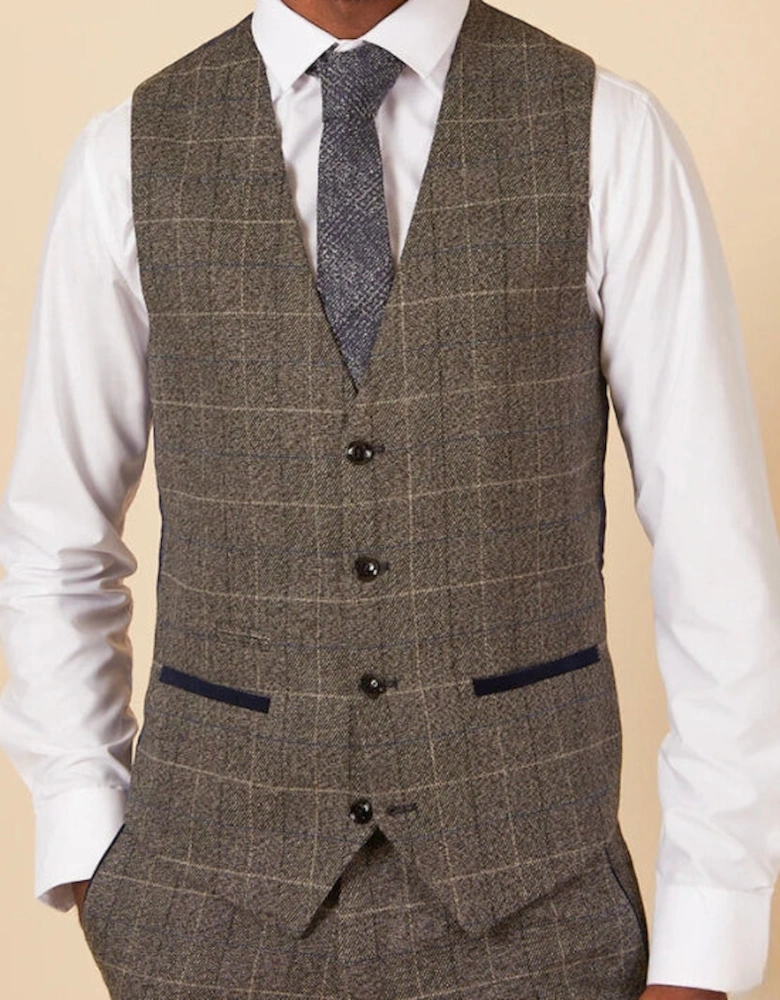 Scott Waistcoat - Grey Tweed Check