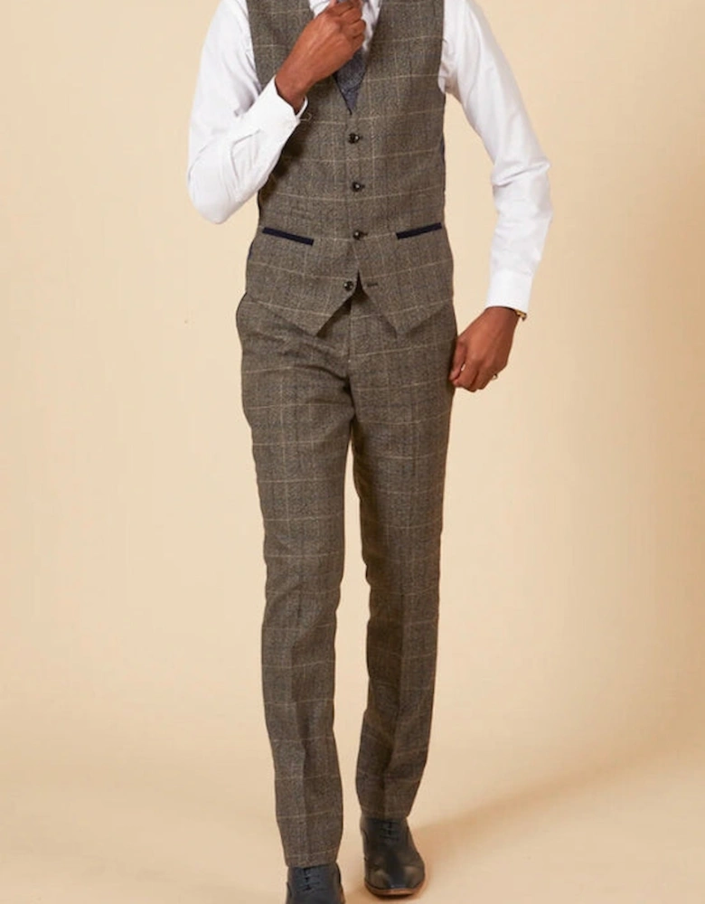 Scott Waistcoat - Grey Tweed Check