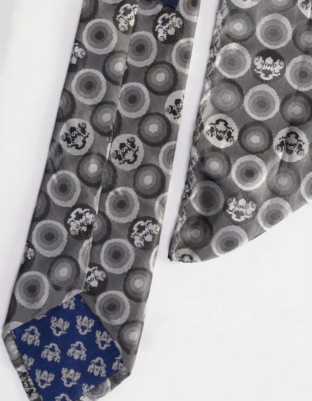 Bubbles Print Tie & Pocket Square Set - Grey