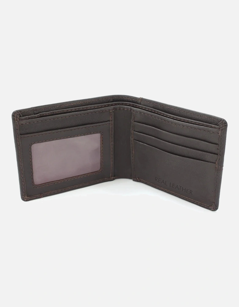 Wallet Leather Centre Stitch - Brown