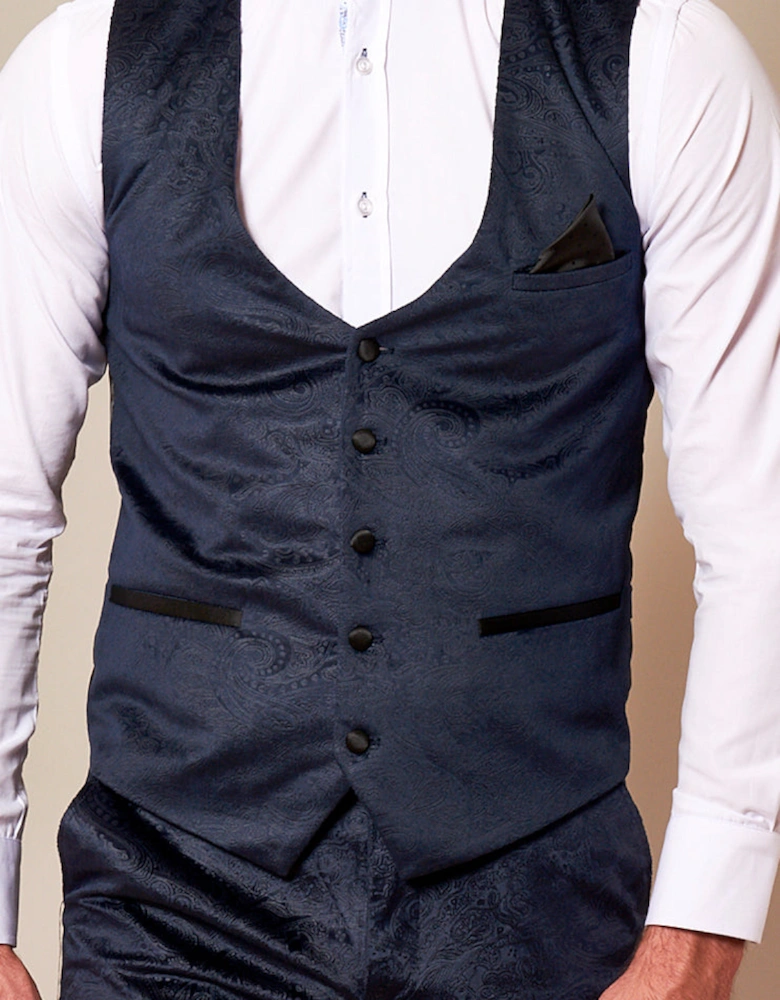 Simon Velvet Waistcoat - Navy