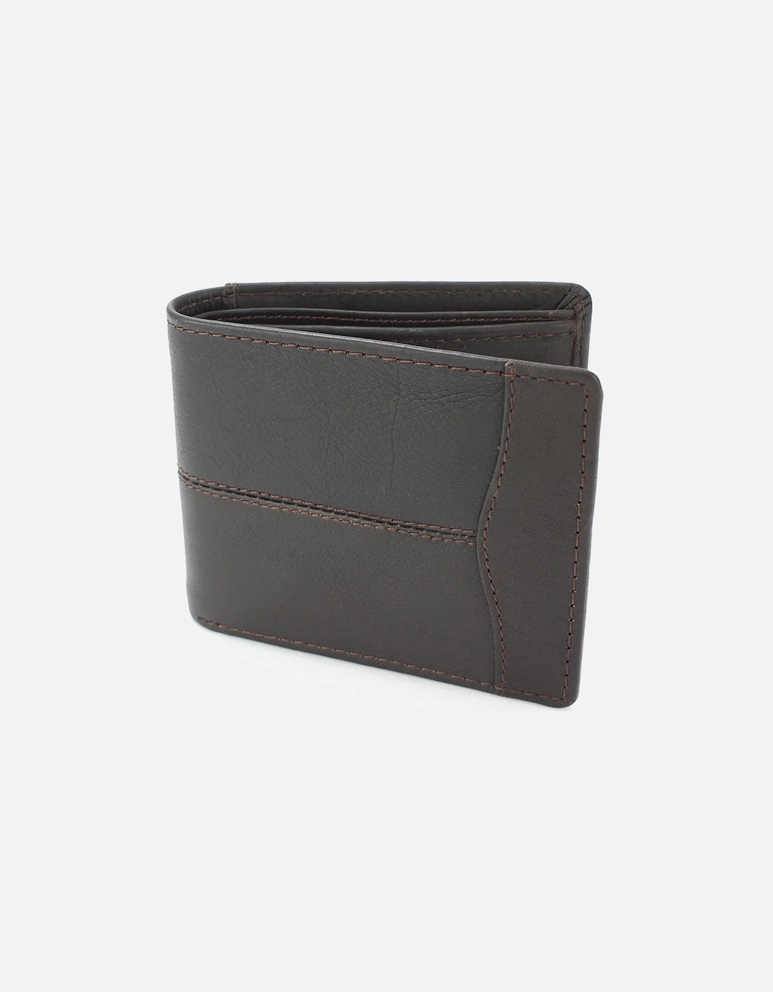 Wallet Leather Centre Stitch - Brown