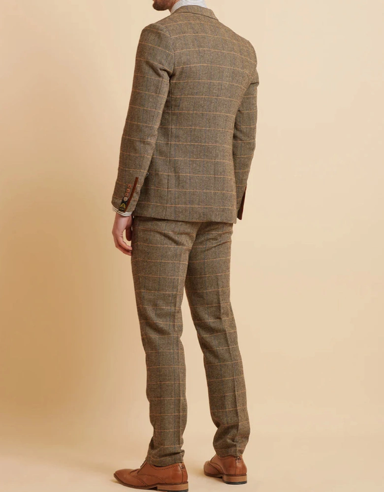 Ted Check Tweed Trouser - Tan