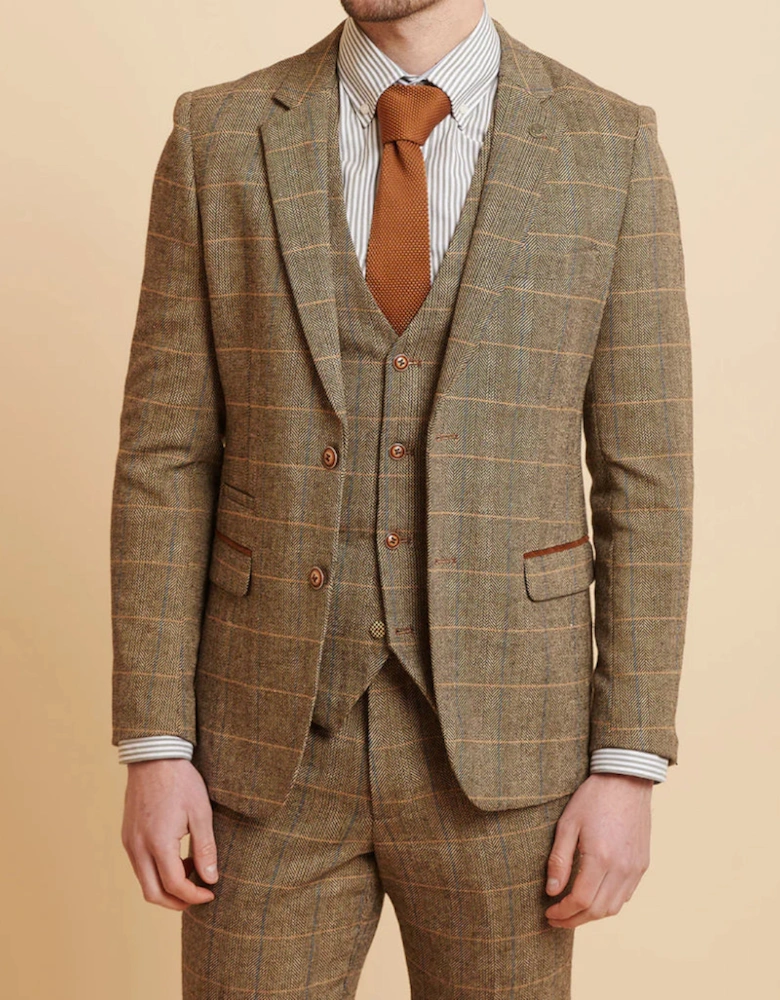 Ted Check Tweed Waistcoat - Tan